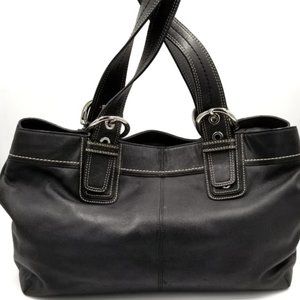 COACH - SOHO BLACK LEATHER PLEATED SHOULDER TOTE